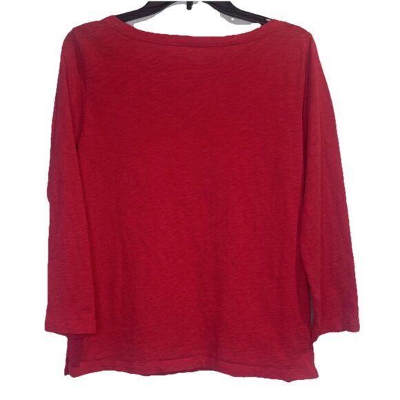 J. Crew Women’s Pink Slub Tee Scoop Neck Pullover 3/4 Sleeve Cotton Top Sz M - Picture 4 of 8